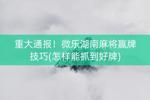 2分钟秒懂！微乐湖南麻将赢牌技巧(能设置输赢吗)